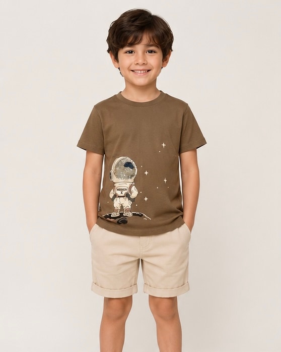 Astronaut Sequin Cotton Tee, Levoke t-shirts