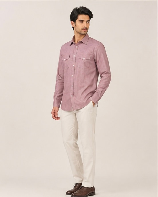 Dual Pocket Cotton Shirt, Levoke shirts