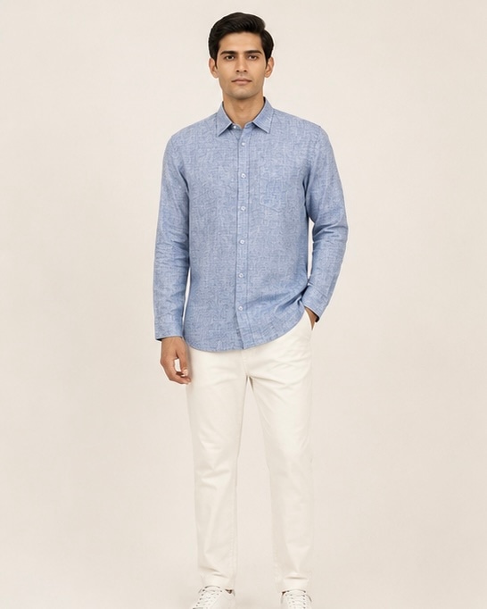 Indigo Linen Shirt in Denim Blue