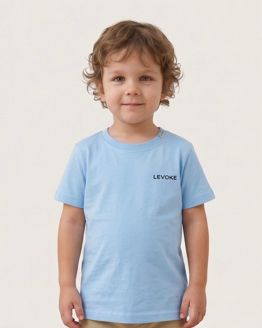 Levoke Logo Crew Tee in Powder Blue