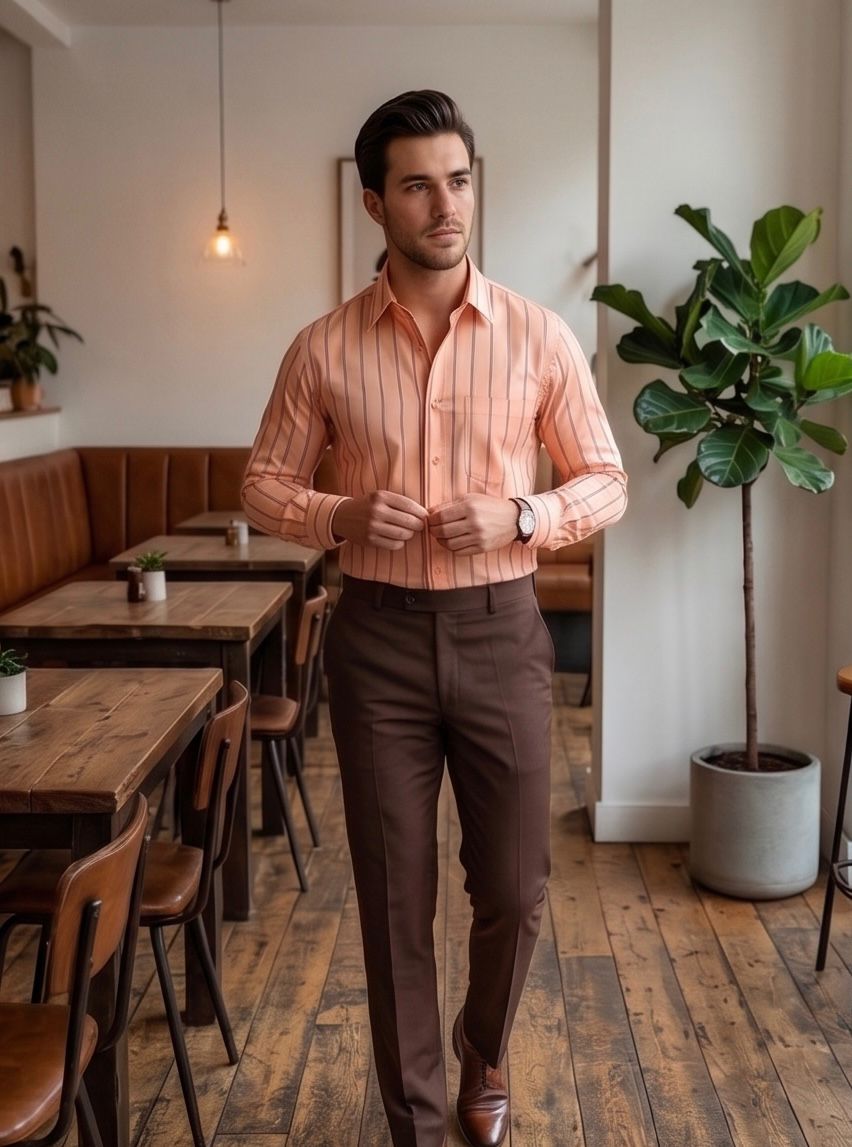 Monaco Stripe Shirt in Coral Stripe