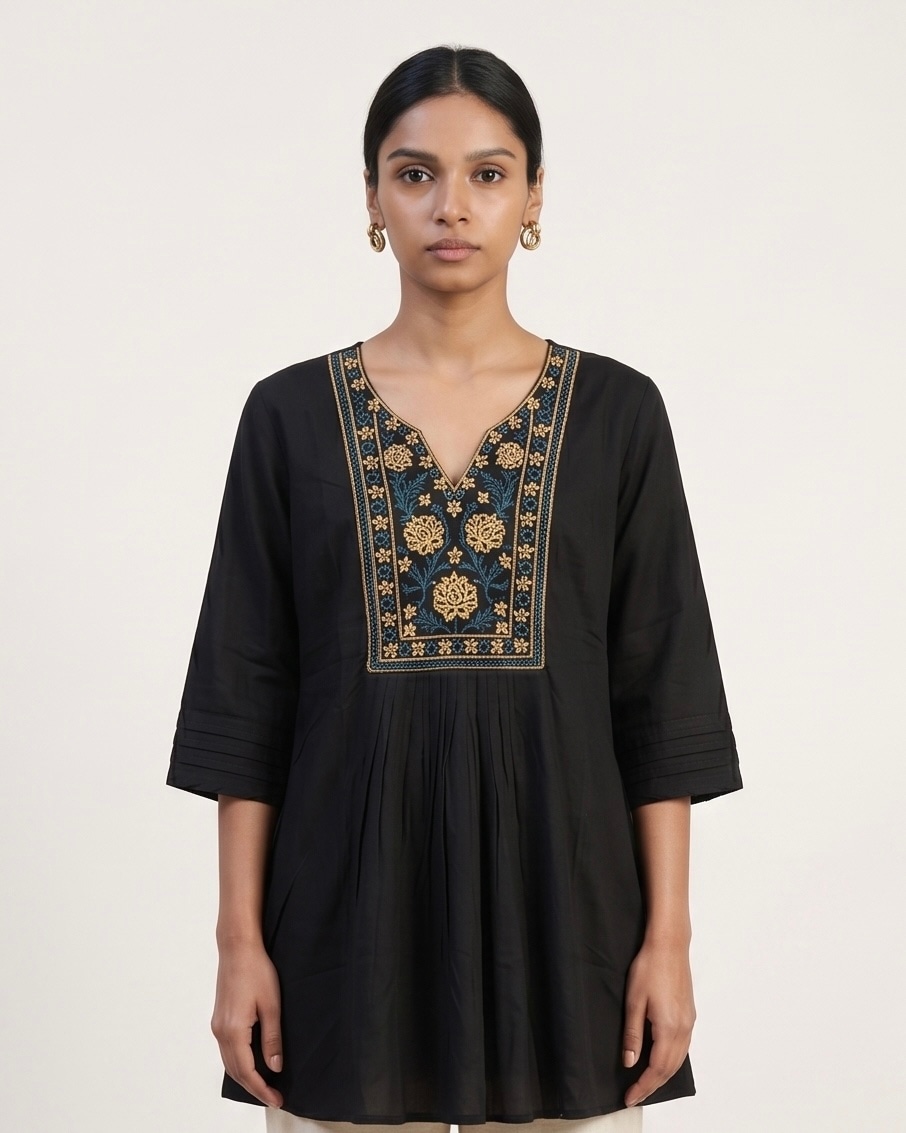 Noor Embroidered Kurti in Onyx