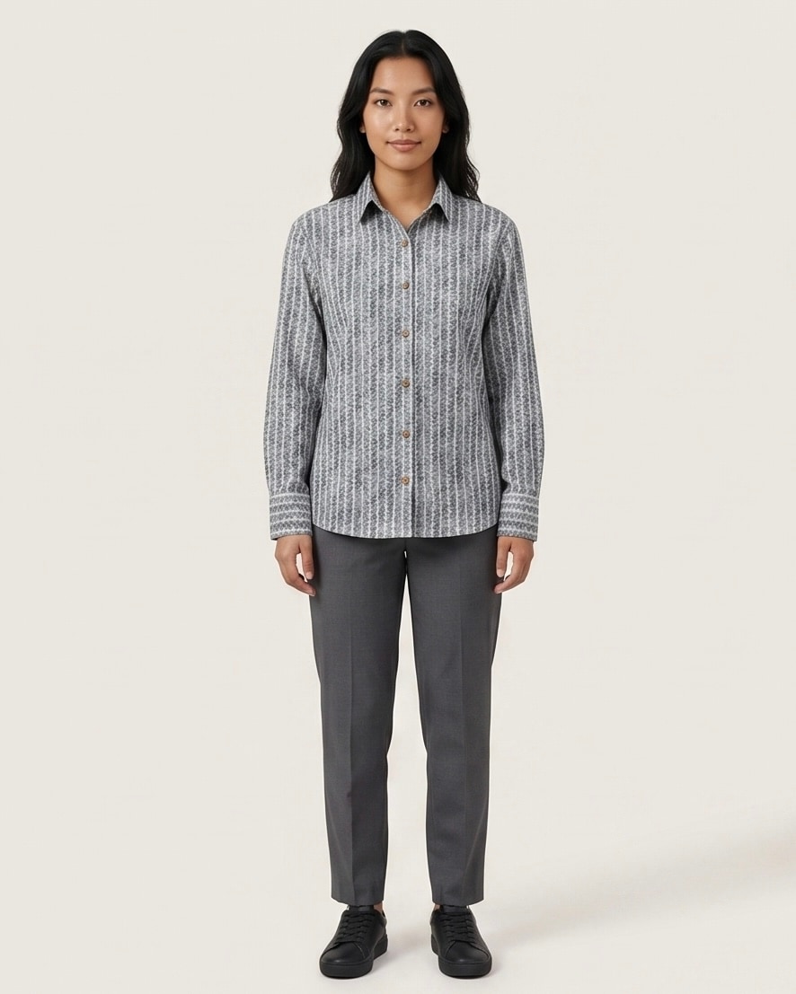 Women's Floral Stripe Print Shirt, Levoke shirts