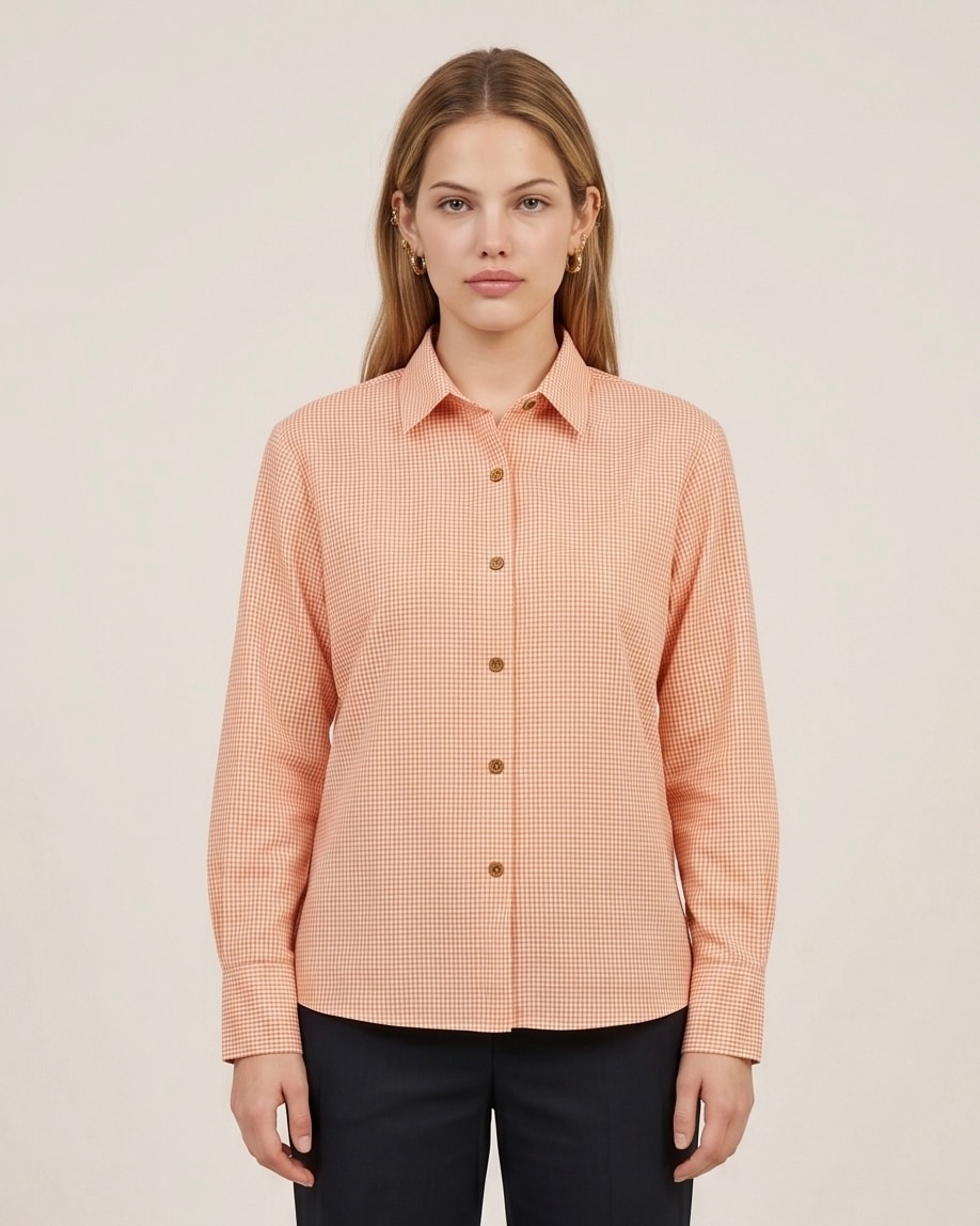 Peach Micro Check Shirt, Levoke shirts